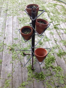 6 Pots, 3 Hangers. Standing. $80
